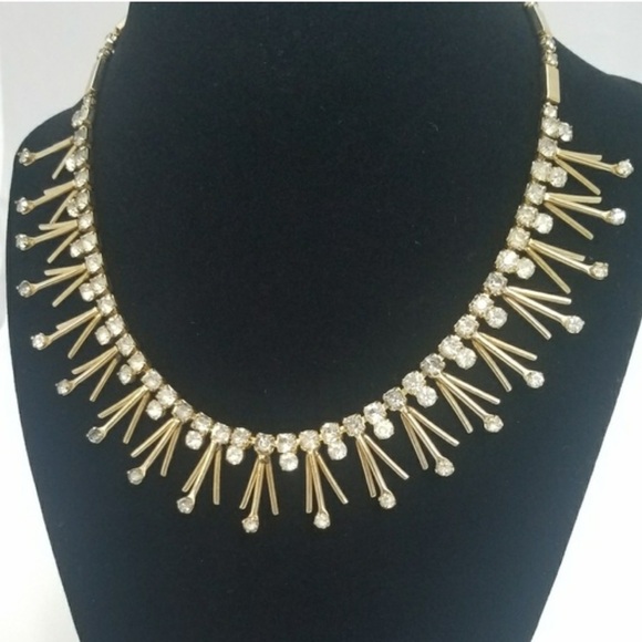 VTG Sarah Coventry Modernist “Star Shower” Gold Crystal Spiked Runway Necklace - Picture 5 of 6
